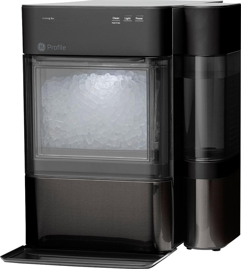 GE Profile Opal 2.0 with 0.75 Gallon Tank. Chewable Crunchable Countertop Nugget Ice Maker. Scoop included. 38 lbs in 24 hours. Pellet Ice Machine with WiFi & Smart Connected. Black Stainless Steel