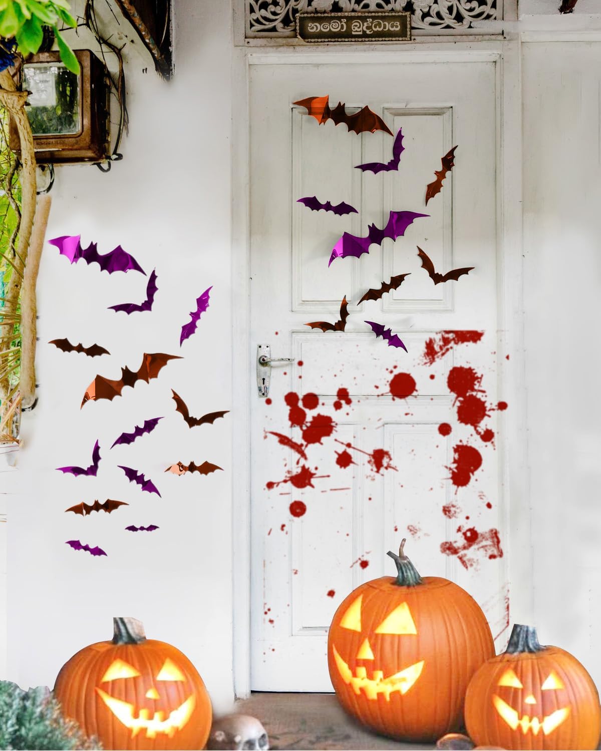 72pcs Halloween Bats Decorations Outdoor Indoor. Halloween Party Supplies. 3D Bat Stickers for Wall Window Home Kitchen Scary Decor (4 Sizes. 3 Colors)