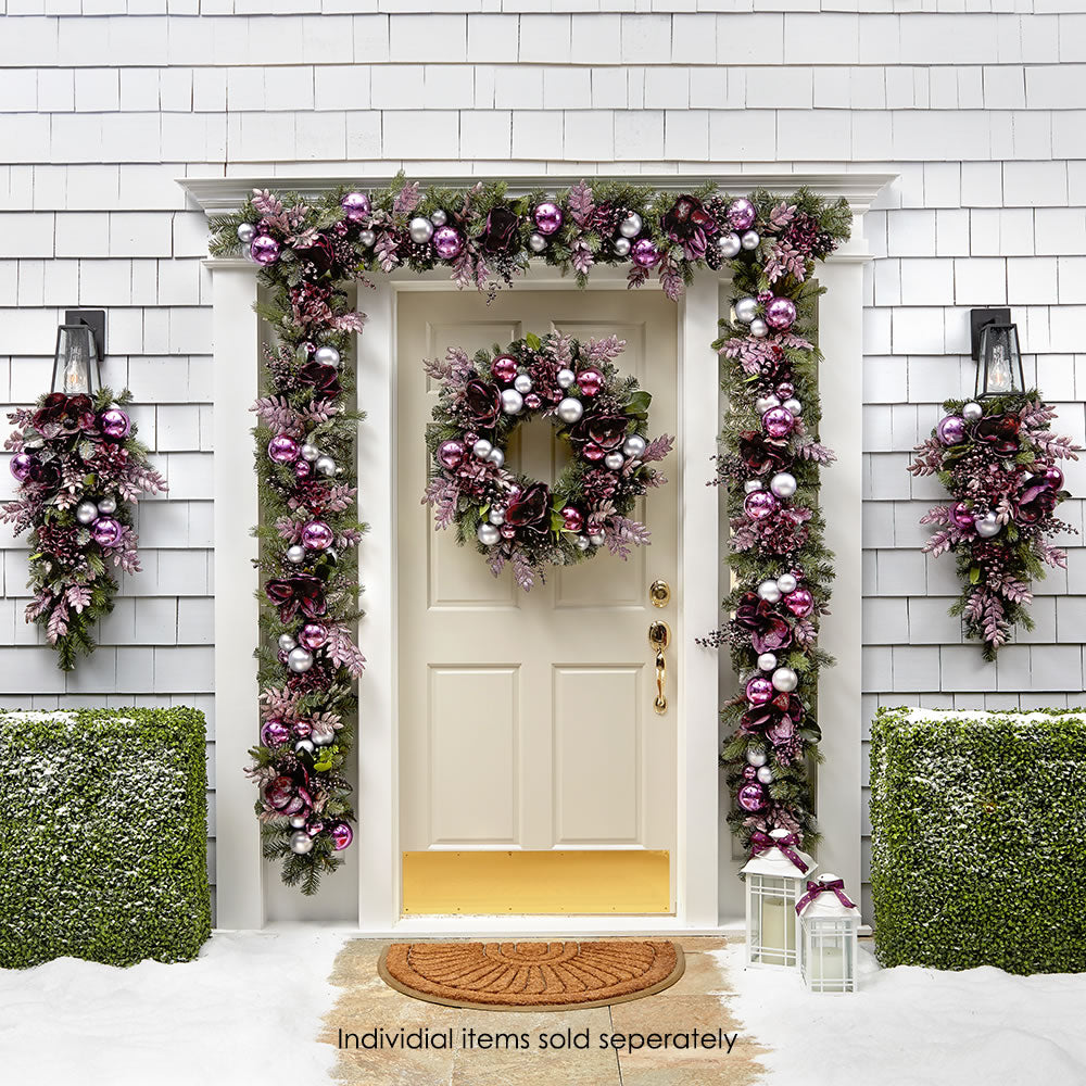 The Cordless Prelit Silver And Purple Holiday Trim