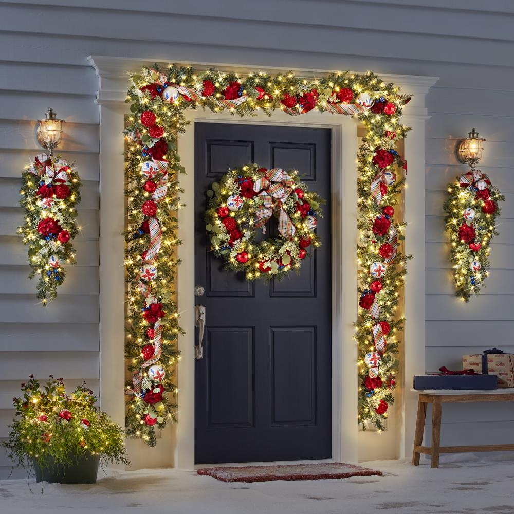 The Cordless Prelit Christmas Tartan Holiday Trim (30" Wreath)
