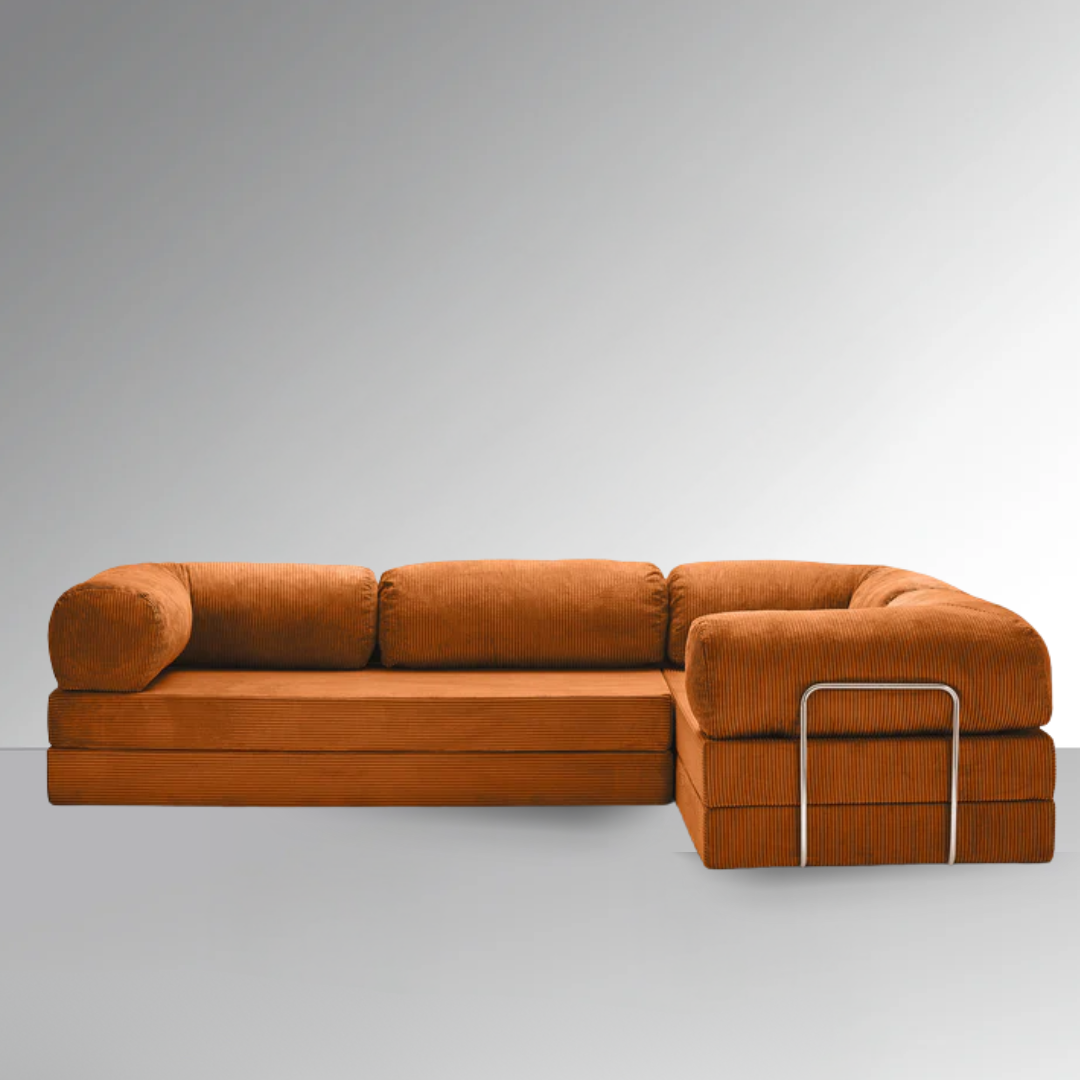 Belle Convertible L-Shaped Modular Sofa Bed - Corduroy