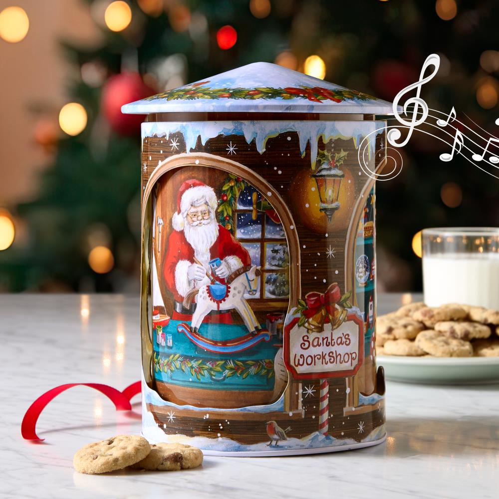 The Santa's Workshop Musical Cookie Tin