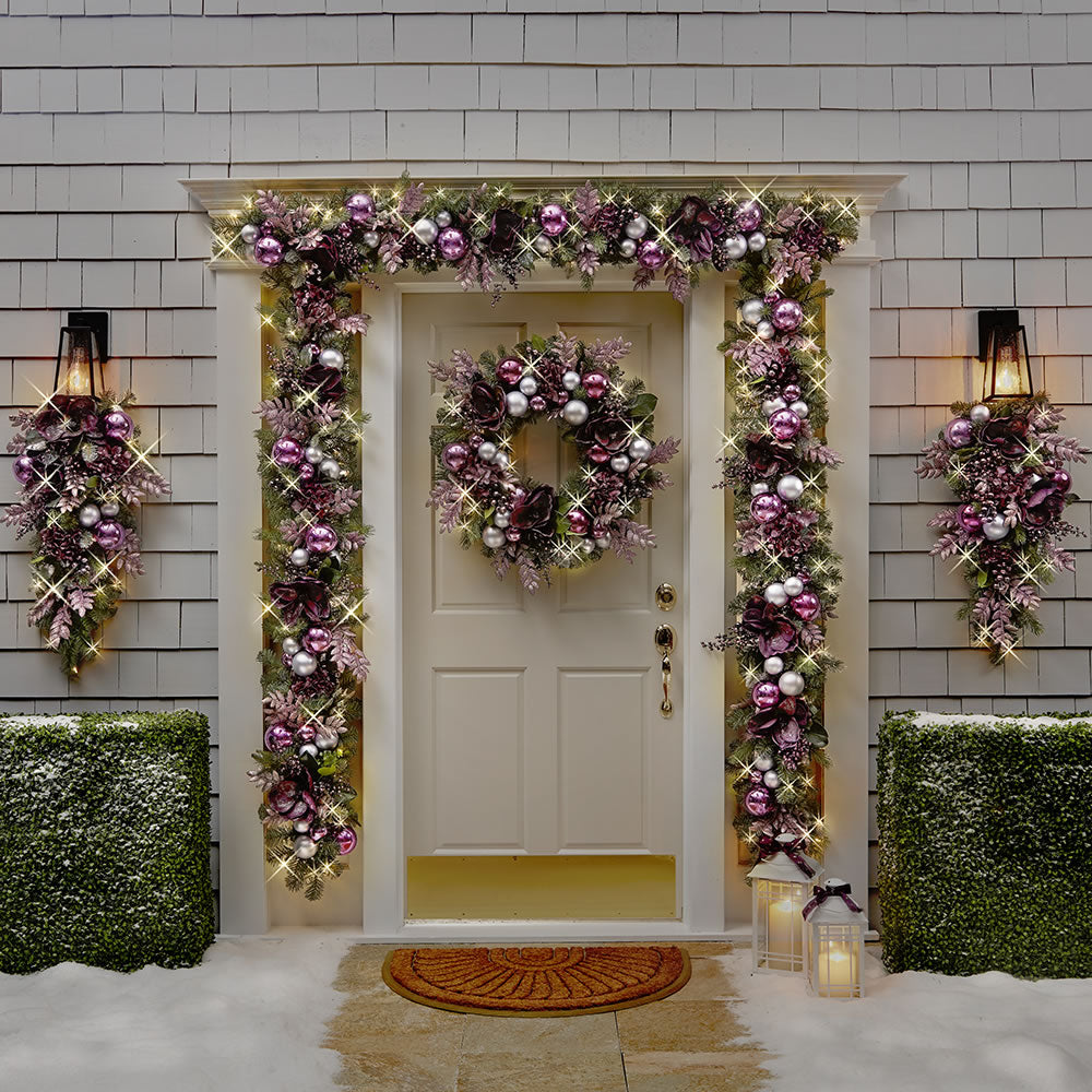 The Cordless Prelit Silver And Purple Holiday Trim