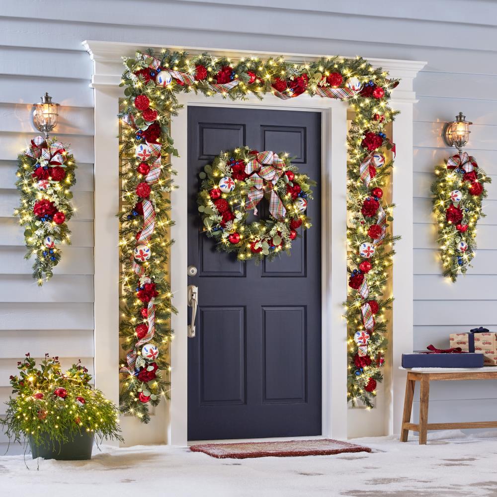 The Cordless Prelit Christmas Tartan Holiday Trim (30" Wreath)