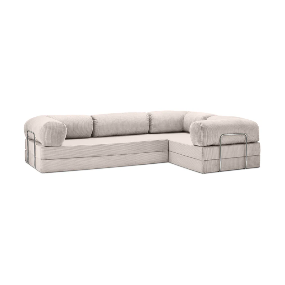 Belle Convertible L-Shaped Modular Sofa Bed - Corduroy