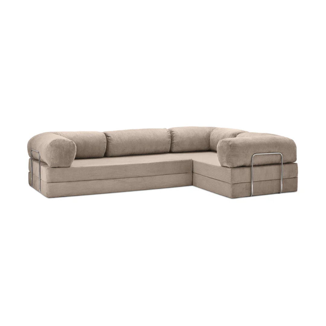 Belle Convertible L-Shaped Modular Sofa Bed - Corduroy