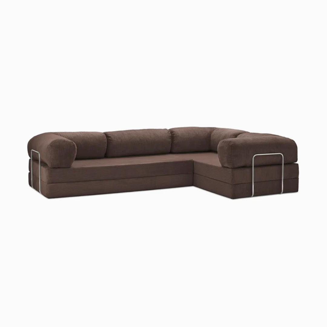 Belle Convertible L-Shaped Modular Sofa Bed - Corduroy