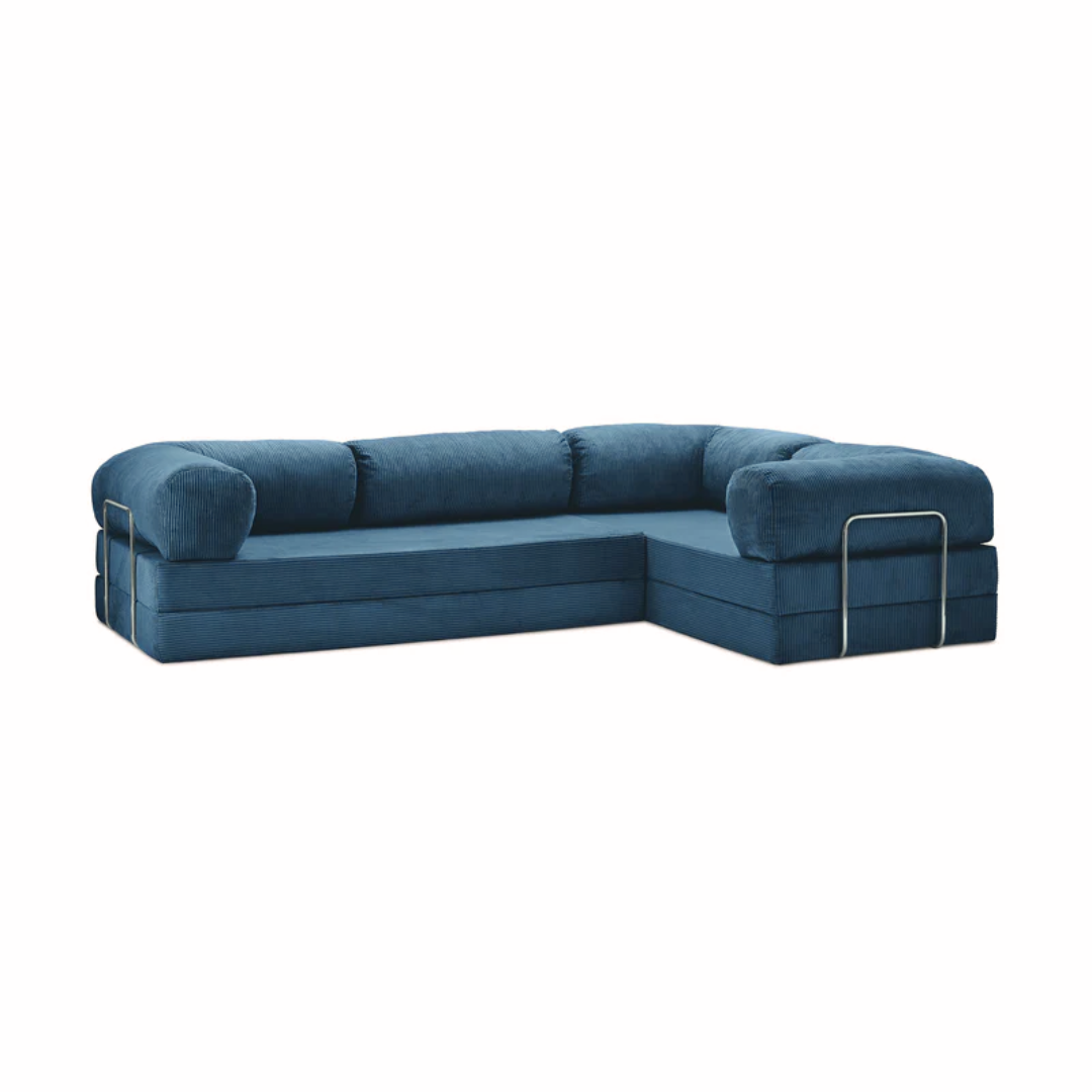 Belle Convertible L-Shaped Modular Sofa Bed - Corduroy