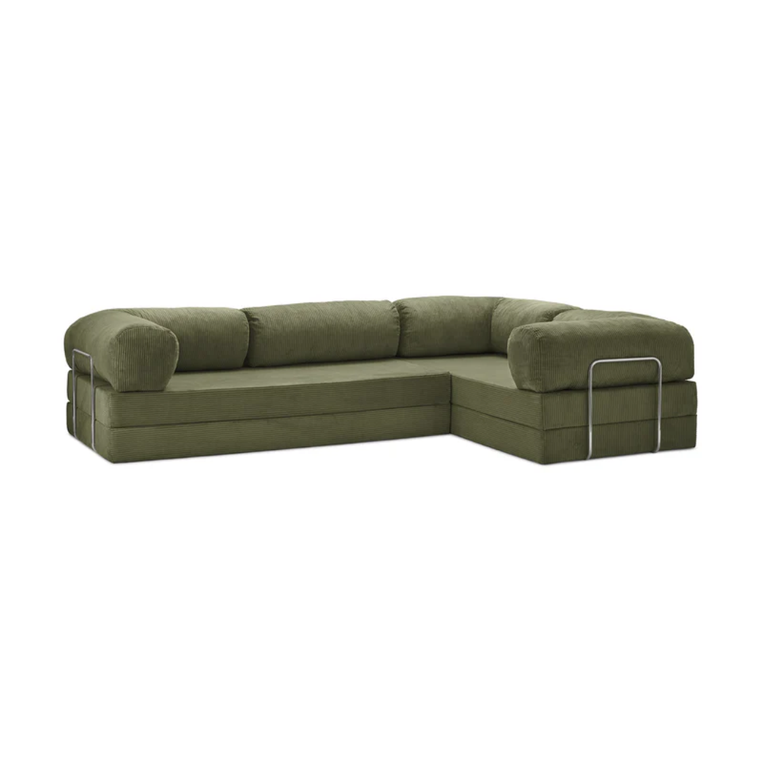 Belle Convertible L-Shaped Modular Sofa Bed - Corduroy