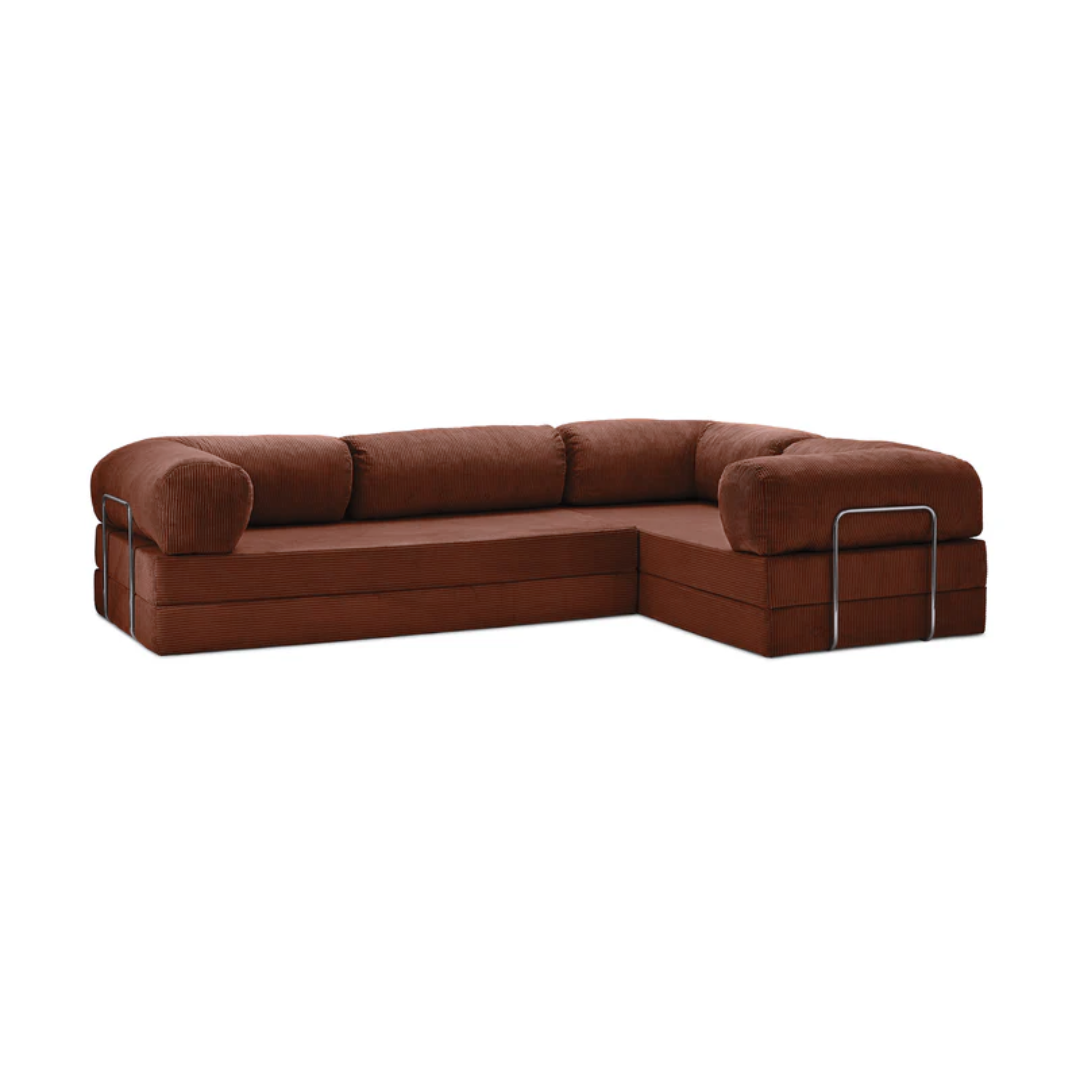 Belle Convertible L-Shaped Modular Sofa Bed - Corduroy