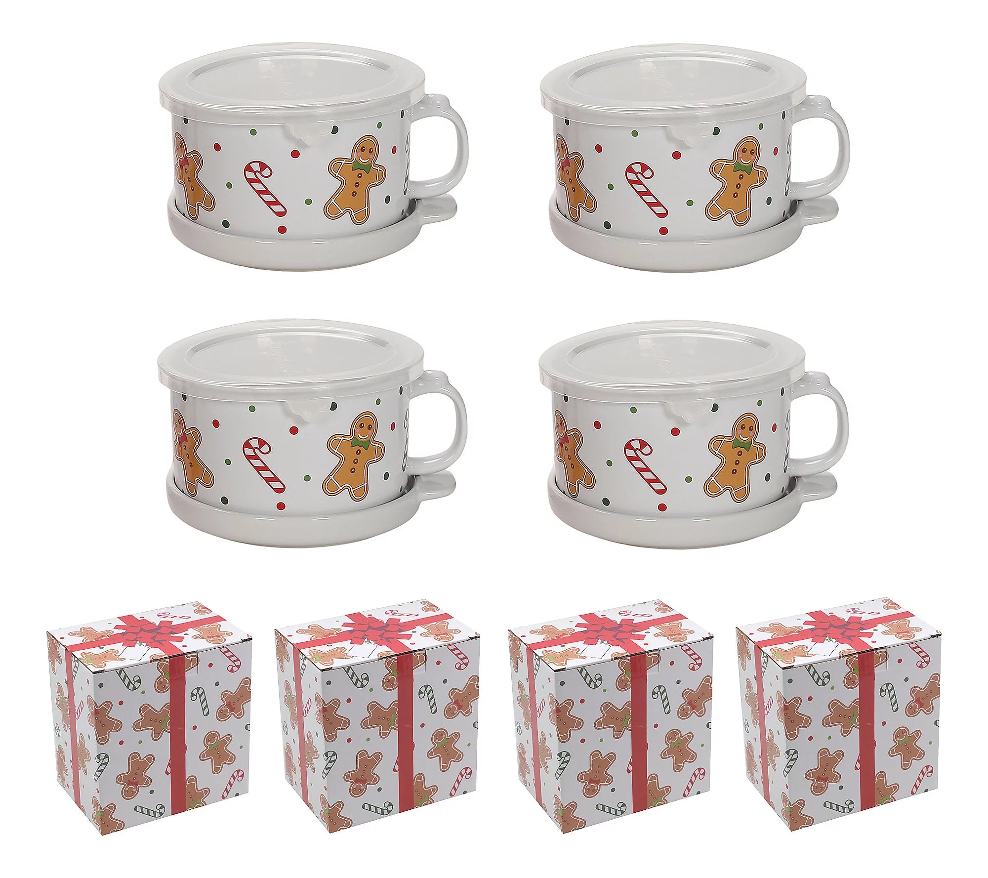 Temp-tations Set of (4) 25-oz Meal Mugs w/ Lid-its & Gift Boxes