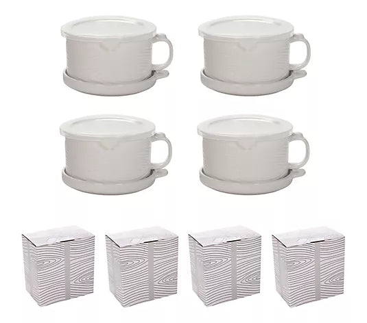 Temp-tations Set of (4) 25-oz Meal Mugs w/ Lid-its & Gift Boxes